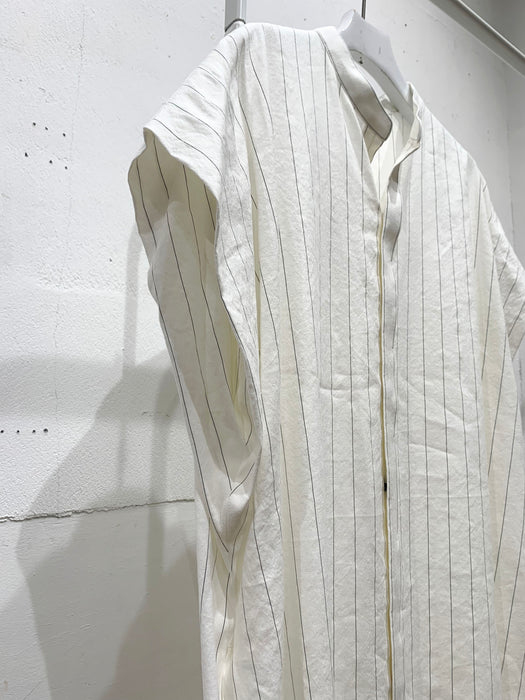 THE ARCHIVE：ストライプリネンタックスリーブシャツドレス