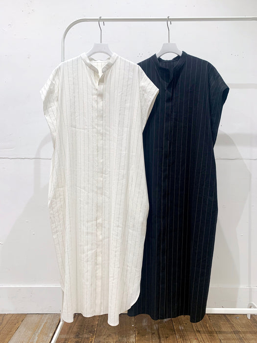 THE ARCHIVE：ストライプリネンタックスリーブシャツドレス
