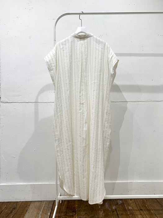 THE ARCHIVE：ストライプリネンタックスリーブシャツドレス