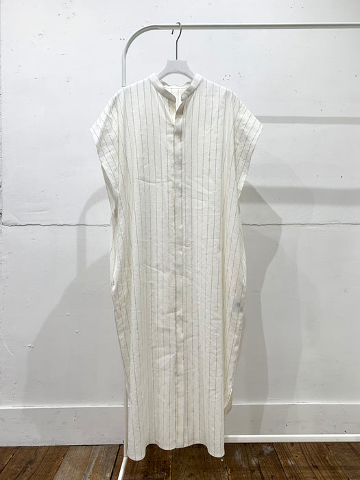 THE ARCHIVE：ストライプリネンタックスリーブシャツドレス