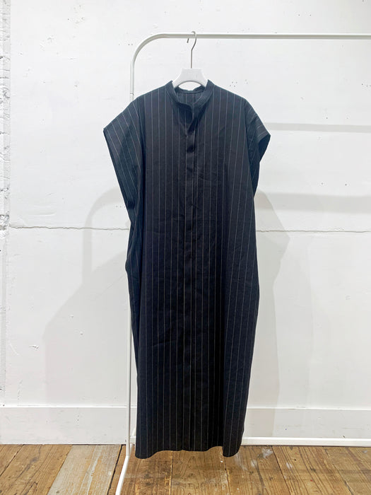 THE ARCHIVE：ストライプリネンタックスリーブシャツドレス