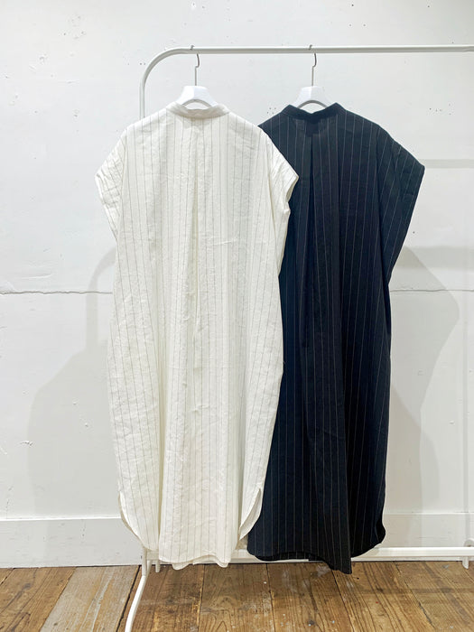 THE ARCHIVE：ストライプリネンタックスリーブシャツドレス