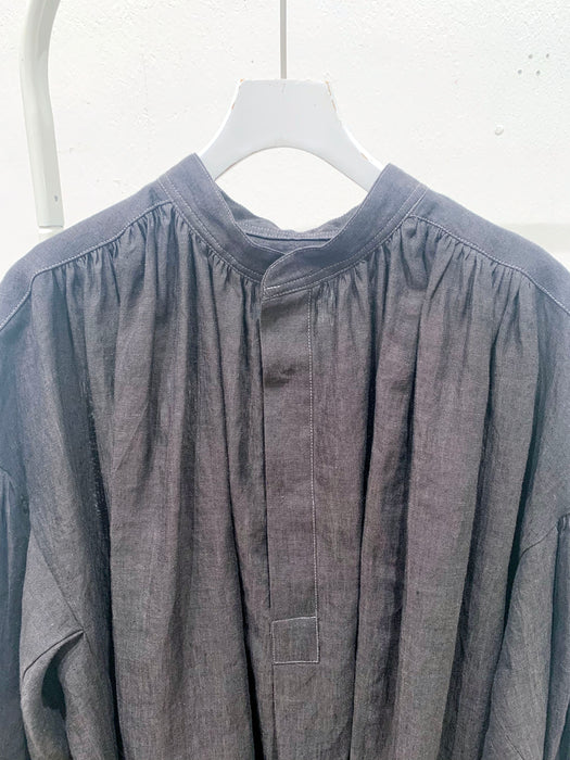 THE ARCHIVE：リネンボリュームスリーブギャザードレス