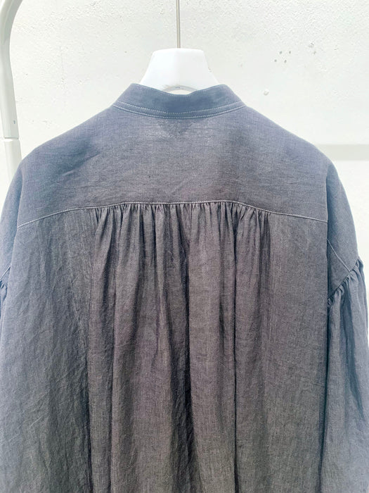 THE ARCHIVE：リネンボリュームスリーブギャザードレス