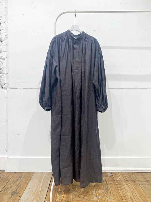 THE ARCHIVE：リネンボリュームスリーブギャザードレス