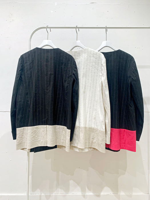 THE ARCHIVE：ストライプリネンバイカラージャケット