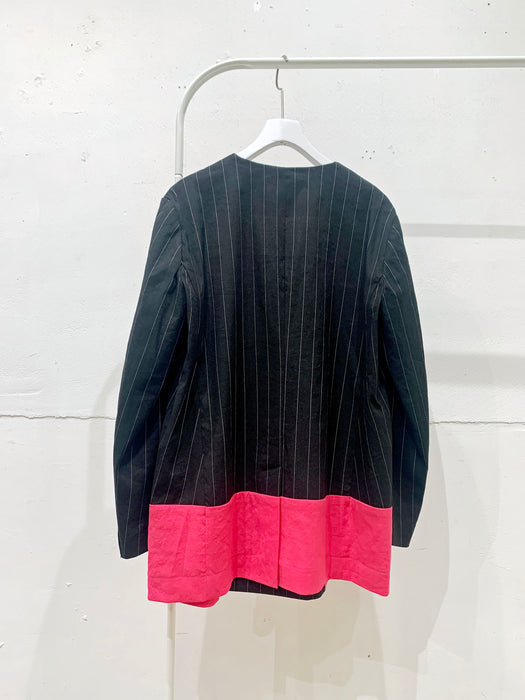 THE ARCHIVE：ストライプリネンバイカラージャケット