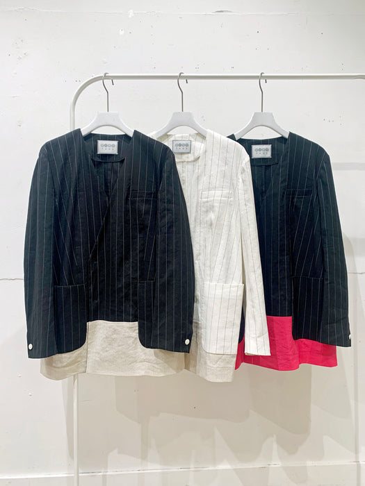 THE ARCHIVE：ストライプリネンバイカラージャケット