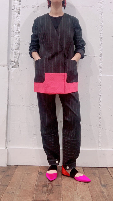 THE ARCHIVE：ストライプリネンティーパードパンツ