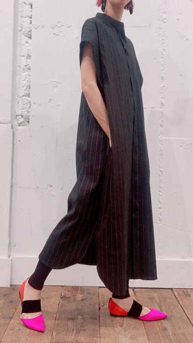 THE ARCHIVE：ストライプリネンタックスリーブシャツドレス