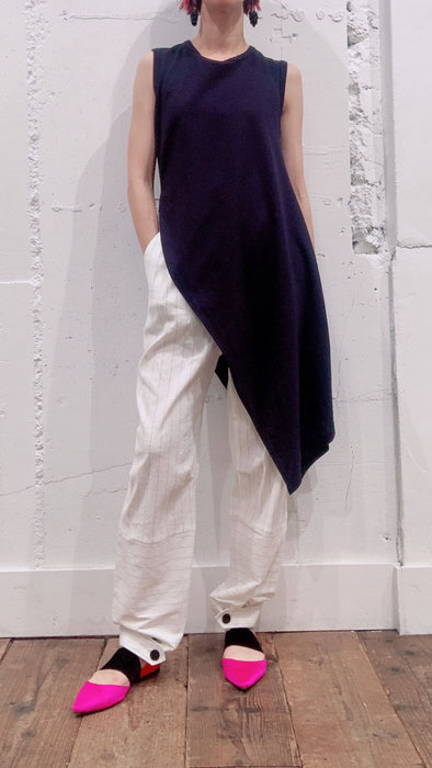 Lyocell jersey long slit asymmetric tank