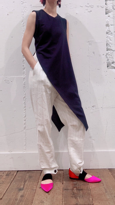 Lyocell jersey long slit asymmetric tank