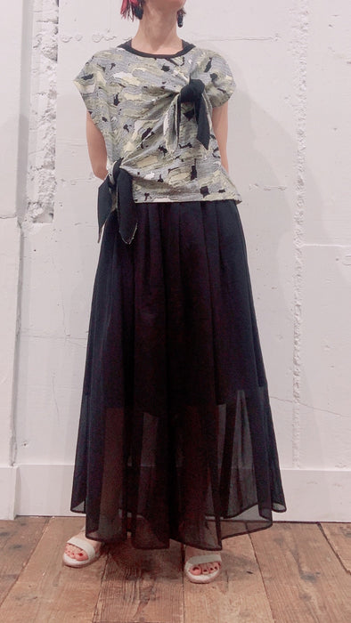 THE ARCHIVE：コットン＆リネンレイヤードシアーワイドパンツ