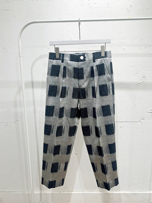 THE ARCHIVE：コットンサテンチェック柄ティーパードパンツ