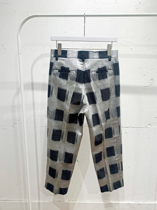 THE ARCHIVE：コットンサテンチェック柄ティーパードパンツ